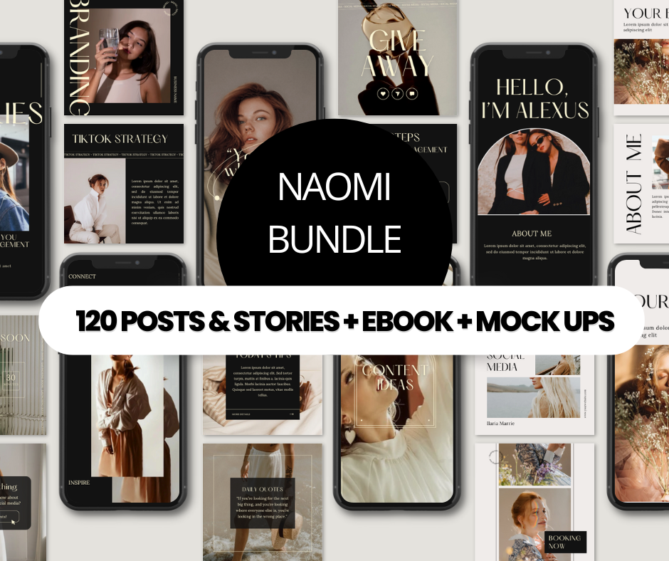 NAOMI Bundle - 120 POSTS & STORIES + EBOOK + MOCKUPS